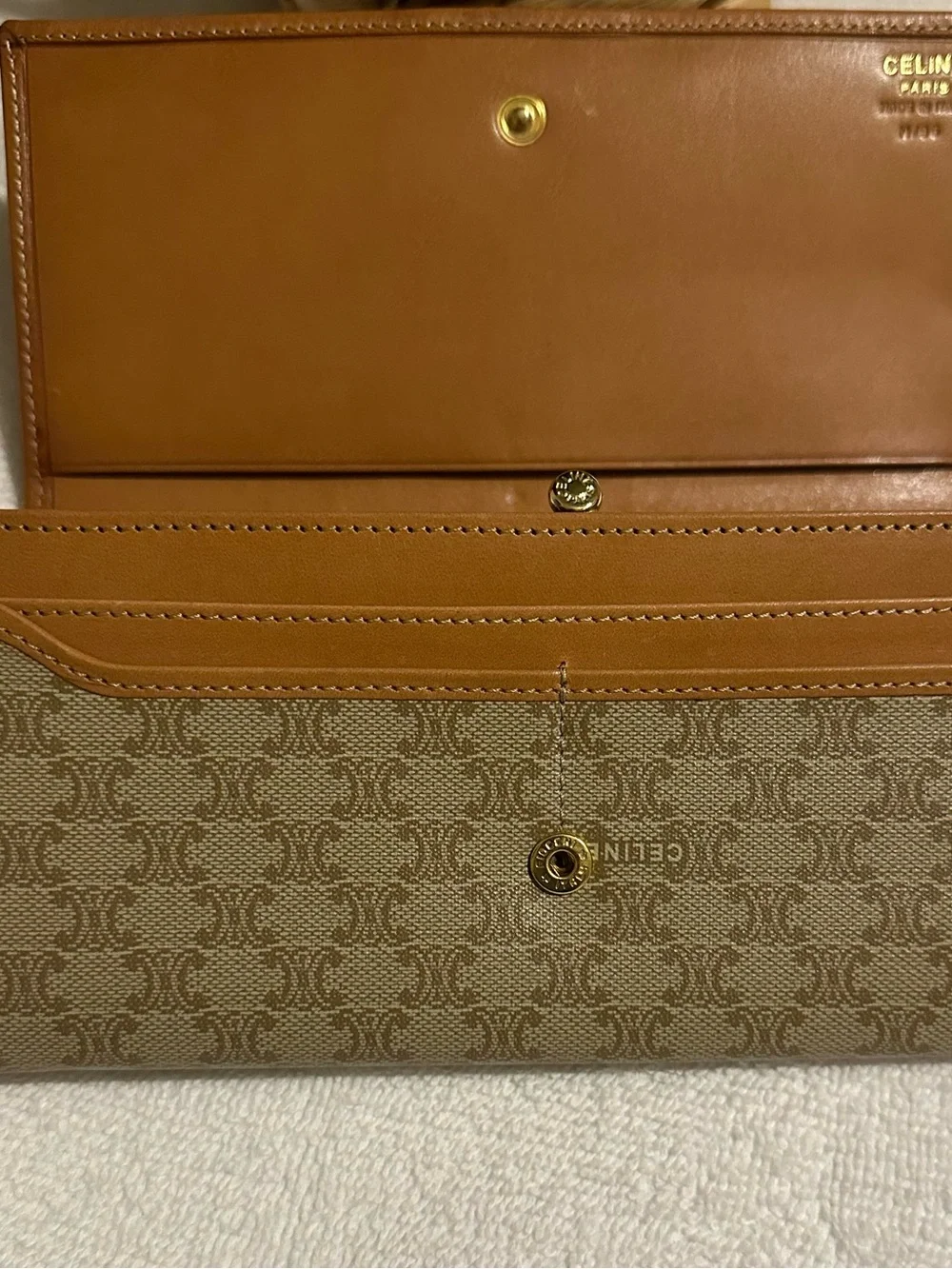 Celine Macadam Kiss Lock Wallet Leather Long Wallet Made in Italy
